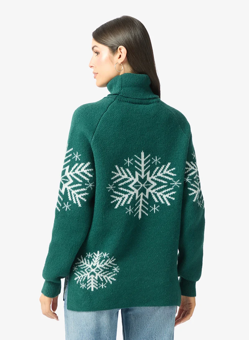 ELLA Turtle Neck Printed Jumper