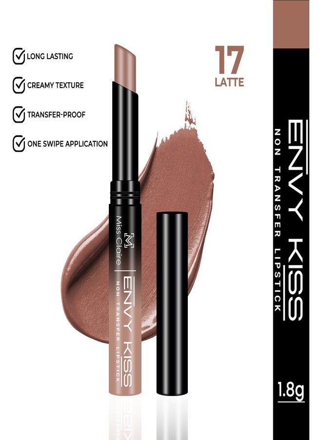 Miss Claire Envy Kiss Non Transfer Lipstick – 17 Latte | Matte Nude Shade | Long-Wearing & No Transfer - Image 1