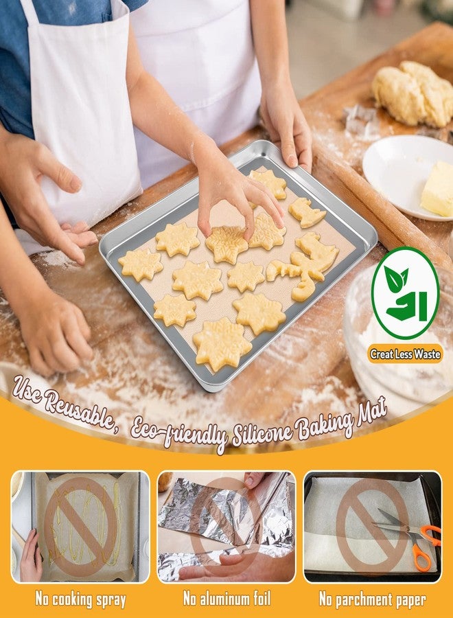 E-far Toaster Oven Baking Sheet Set, E-far 10.5”x8.3” Small Stainless Steel Cookie Sheet Pan with Wire Rack & Silicone Mat for Cooking Broiling, Rimmed Metal Tray Roasting Cooling Bacon Steak - Image 5