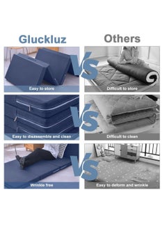 RATSAW Folding Mattress Thick Medical Foam Mattress Topper 4 Folding Guest Mat Portable Mattress with Breathable Washable Cover for Single Bed Floor Camping Playroom Nap  - Image 4