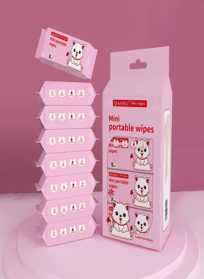 GONIPIMI Mini Baby Wipes Disposable Portable Pocket Water Wipes for Baby Skin Care Travel Wet Tissue for Children’s Hands & Face Cleansing & Moisturising Baby Sanitizing Wipes(64 Wipes X 1 Pack) - Image 1
