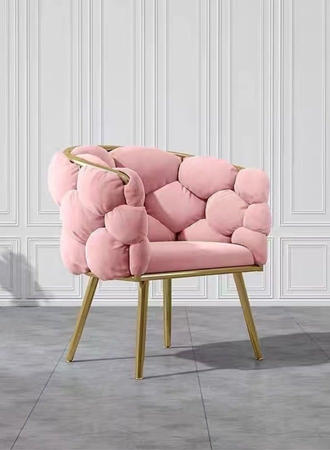 Kutis Makeup Chair Sofa Chair Arm Chair For Bedroom Living Dining Steel Polyester Pink And Gold 53 x 45 x 74 cm. - Image 1