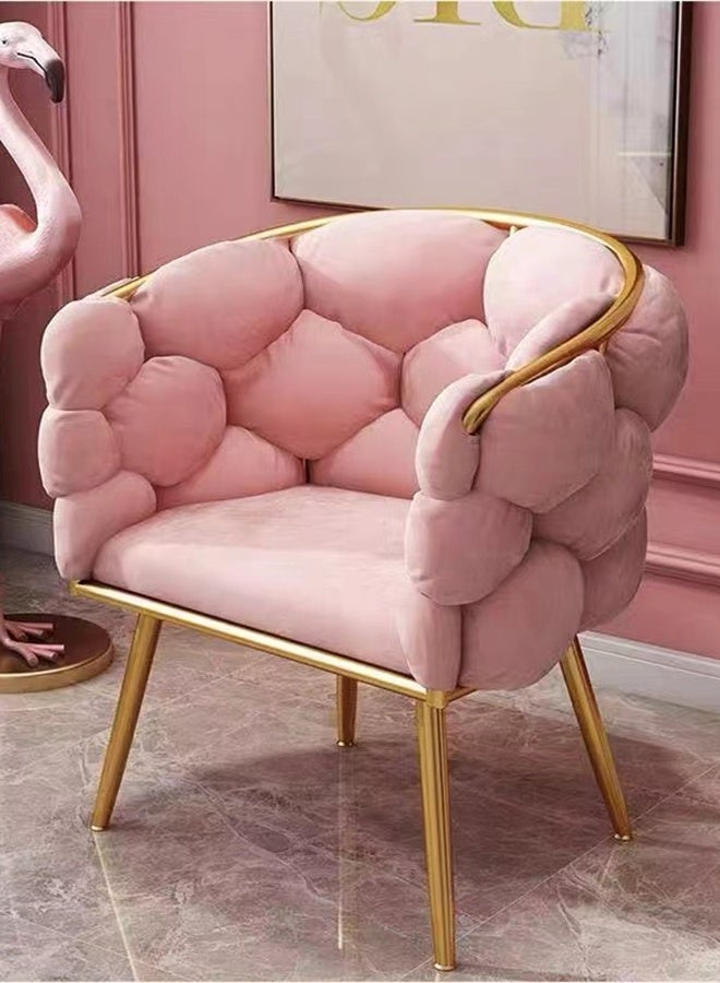 Kutis Makeup Chair Sofa Chair Arm Chair For Bedroom Living Dining Steel Polyester Pink And Gold 53 x 45 x 74 cm. - Image 2