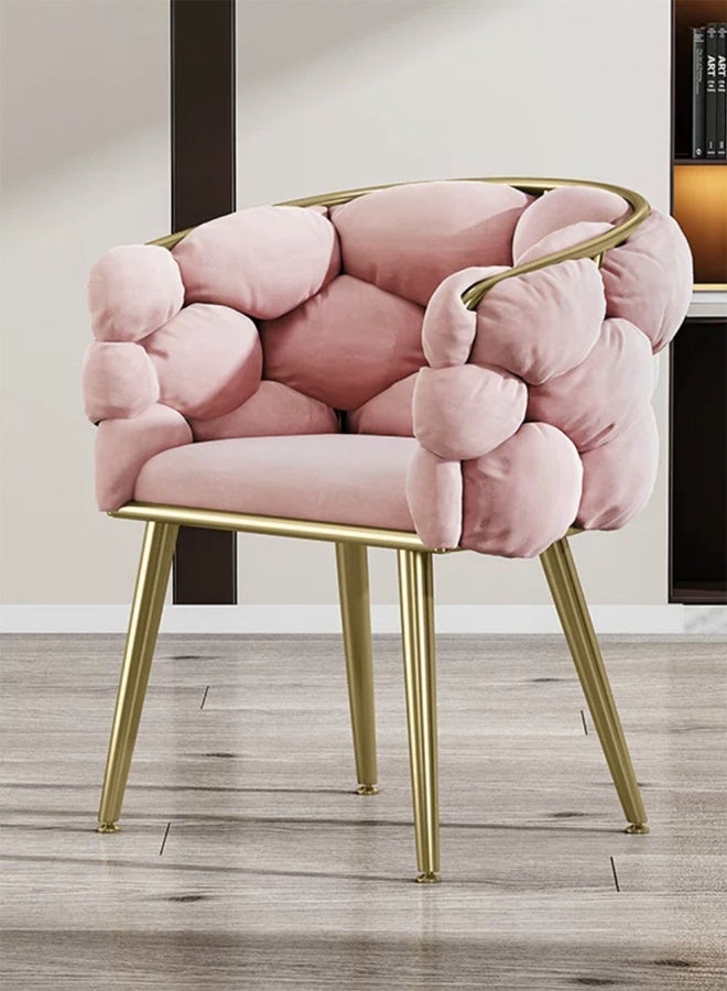 Kutis Makeup Chair Sofa Chair Arm Chair For Bedroom Living Dining Steel Polyester Pink And Gold 53 x 45 x 74 cm. - Image 3