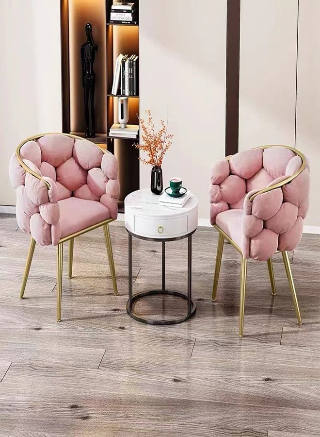 Kutis Makeup Chair Sofa Chair Arm Chair For Bedroom Living Dining Steel Polyester Pink And Gold 53 x 45 x 74 cm. - Image 4