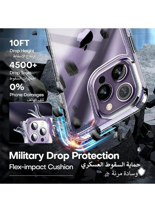 بكج حماية شفاف رفيع لايفون 14 برو (iPhone 14 Pro) مع عبوة واحدة من واقيات الشاشة من الزجاج المقوى وقطعة واحدة من واقي عدسة الكاميرا، غطاء جوال لـ 14 برو (6.1 إنش) 2022 (3in1) - Image 4