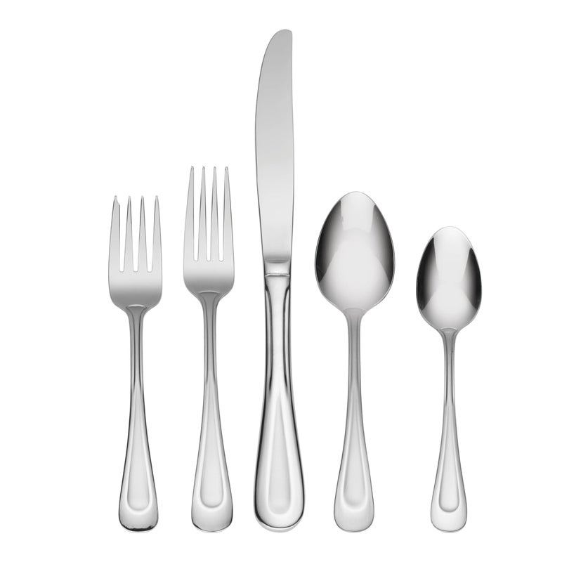 Oneida Silverware Set For 8, Satin Sand Dune 45-Piece Everyday Flatware Set with Serving Utensils, Service For 8, 18/0 Stainless Steel Silverware, Knives Spoons and Forks (Silver, 45 Piece) - Image 1