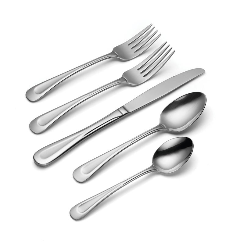 Oneida Silverware Set For 8, Satin Sand Dune 45-Piece Everyday Flatware Set with Serving Utensils, Service For 8, 18/0 Stainless Steel Silverware, Knives Spoons and Forks (Silver, 45 Piece) - Image 3