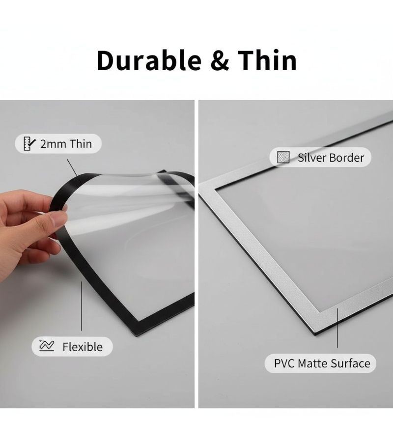 Set of 4 Gray Black White Golden A3 A6 Magnetic Wall Mounted Picture Frames Self Adhesive Portable Plastic Display for Photos and Documents Minimalist Home Office Decor - Image 4