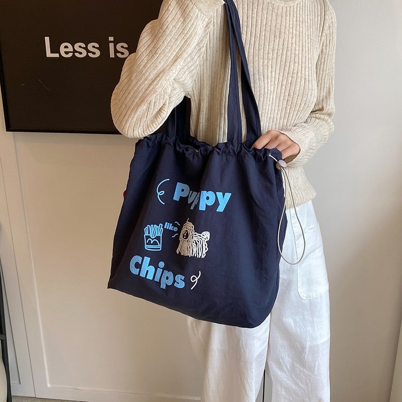 Cute Cartoon Embroidered All-Match Artistic Shoulder Crossbody Bag Instagram Style Large Capacity Commuter Shoulder Bag Tote Bag For Women - Image 3