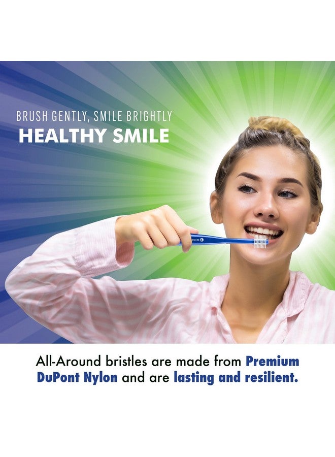 Brilliant Oral Care Adult Toothbrush With Soft Bristles, Round Head, And All-Around Clean For Teeth And Gums, Blue, 3 Pack - Image 5