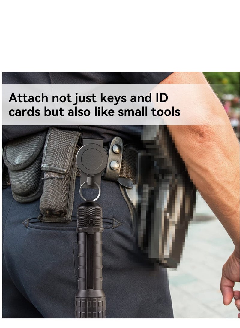 SYOSI مشابك شارات معدنية شديدة التحمل وحاملات شارات قابلة للسحب ومشابك شارات هوية للنساء مع حلقة سلسلة مفاتيح وحامل بطاقات مفاتيح وبكرة شارة قابلة للسحب ومشبك هوية وشارة مفتاح قابلة للسحب (عبوتان) - Image 2