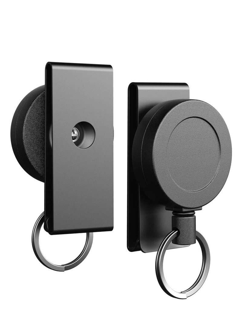 SYOSI مشابك شارات معدنية شديدة التحمل وحاملات شارات قابلة للسحب ومشابك شارات هوية للنساء مع حلقة سلسلة مفاتيح وحامل بطاقات مفاتيح وبكرة شارة قابلة للسحب ومشبك هوية وشارة مفتاح قابلة للسحب (عبوتان) - Image 1