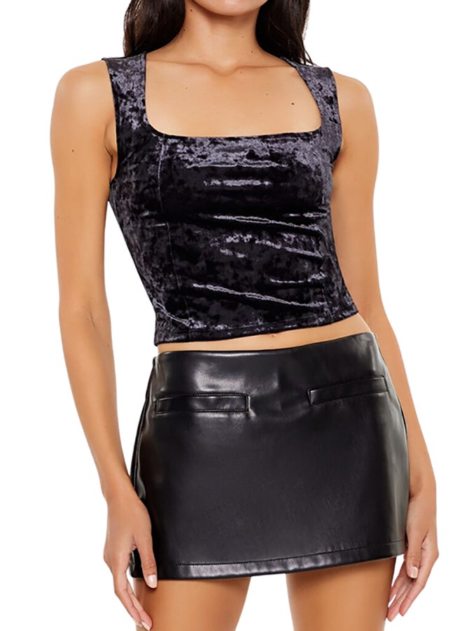 FOREVER 21 Crushed Velvet Crop Top  - Image 1