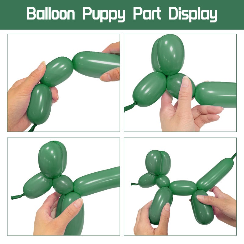 KUULBELA 100pcs Sage Green 260 Balloons, Thickening Latex Green 260q Balloon for Animal Model, Long Twisting Balloons for Halloween Xmas Presents, Animal Shape, Birthdays Clowns. (Sage Green) - Image 4