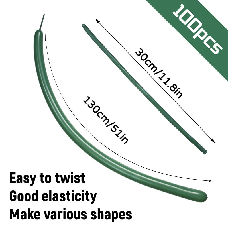 KUULBELA 100pcs Sage Green 260 Balloons, Thickening Latex Green 260q Balloon for Animal Model, Long Twisting Balloons for Halloween Xmas Presents, Animal Shape, Birthdays Clowns. (Sage Green) - Image 2