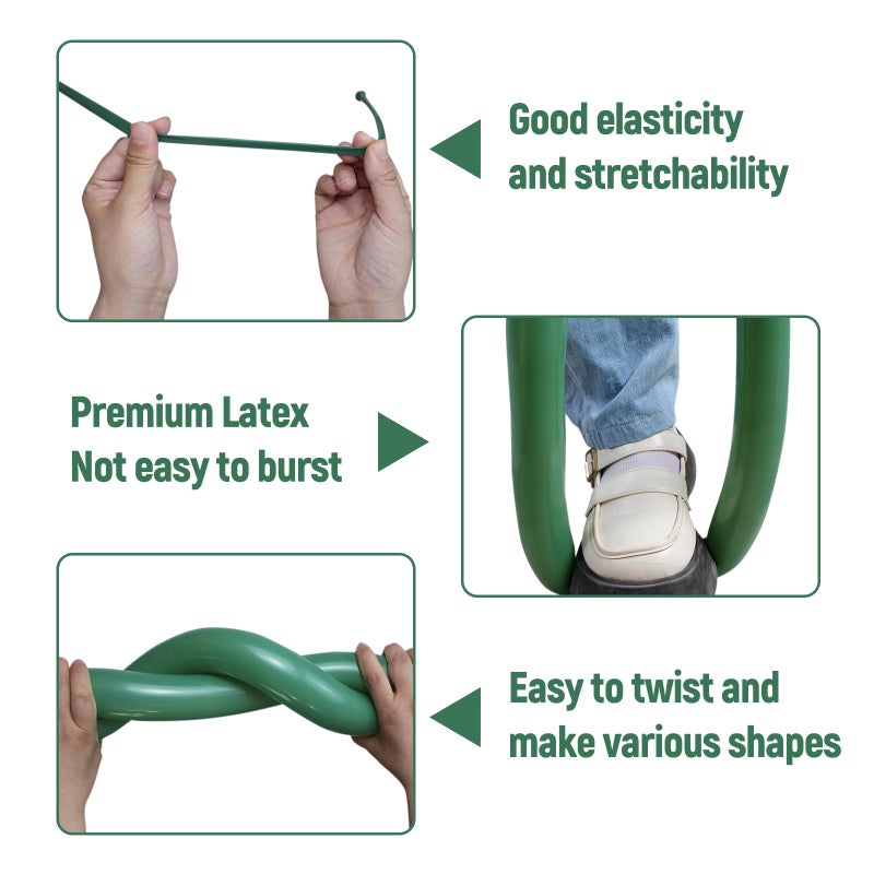 KUULBELA 100pcs Sage Green 260 Balloons, Thickening Latex Green 260q Balloon for Animal Model, Long Twisting Balloons for Halloween Xmas Presents, Animal Shape, Birthdays Clowns. (Sage Green) - Image 3