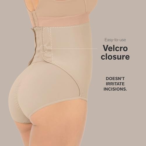 Leonisa High Waisted Post Surgical Firm Compression Underwear with Adjustable Belly Wrap - Tummy Control Shapewear Girdle for Women, Beige, Medium - Image 3