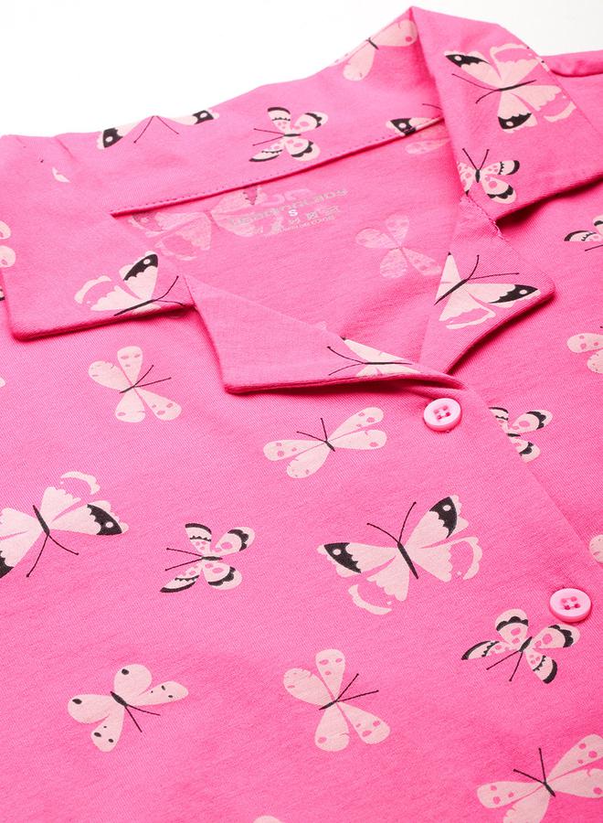 ليدينغ ليدي طقم بيجامة وقميص بطبعة فراشة من ستايلي - Image 2