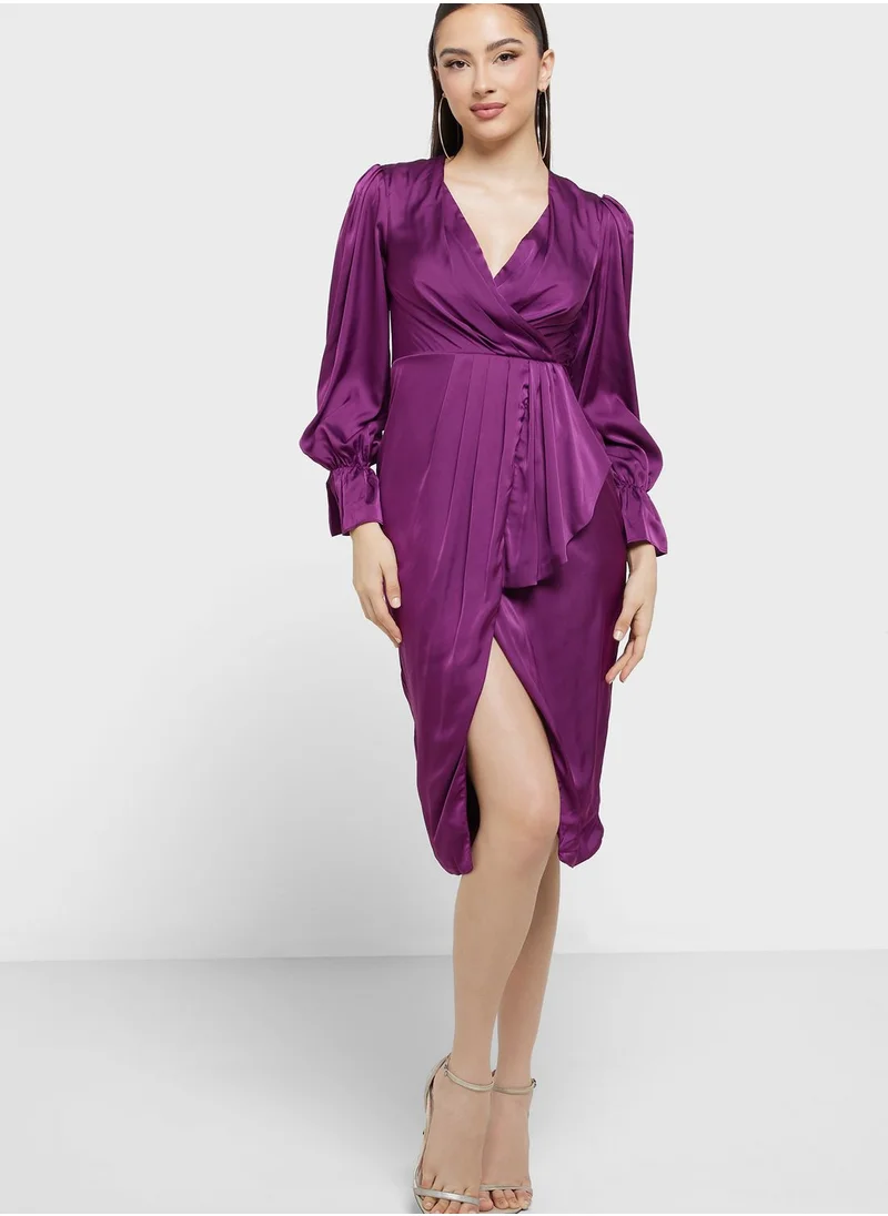 TFNC Surplice Neck Wrap Dress