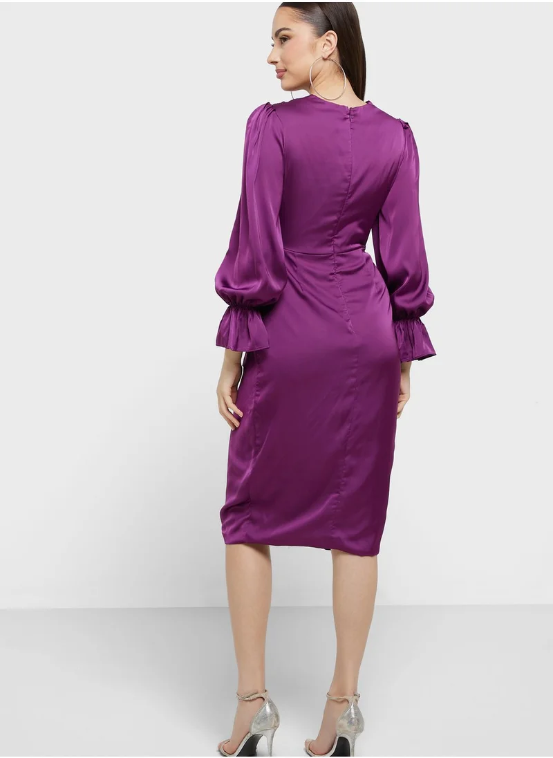 TFNC Surplice Neck Wrap Dress