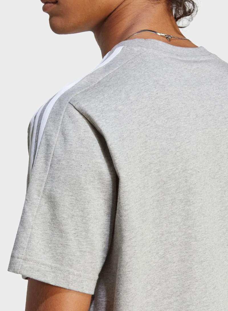 Adidas 3 Stripes Single Jersey T-Shirt