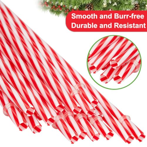 AIZIXIN Christmas Reusable Plastic Straws Red and White Striped Straws with Cleaner Brush Xmas Drinking Straws with Rings for Christmas Wedding Party Supplies.(12 Pieces 10.5 inch) - Image 4