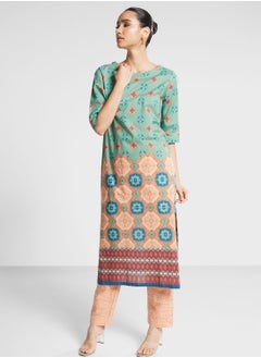 Crew Neck Printed Kurti