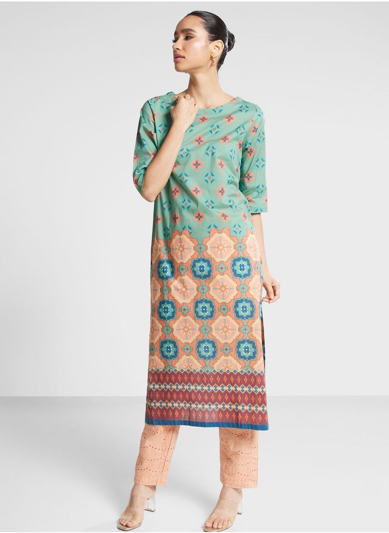 Nishat Linen - Crew Neck Printed Kurti - Image 1