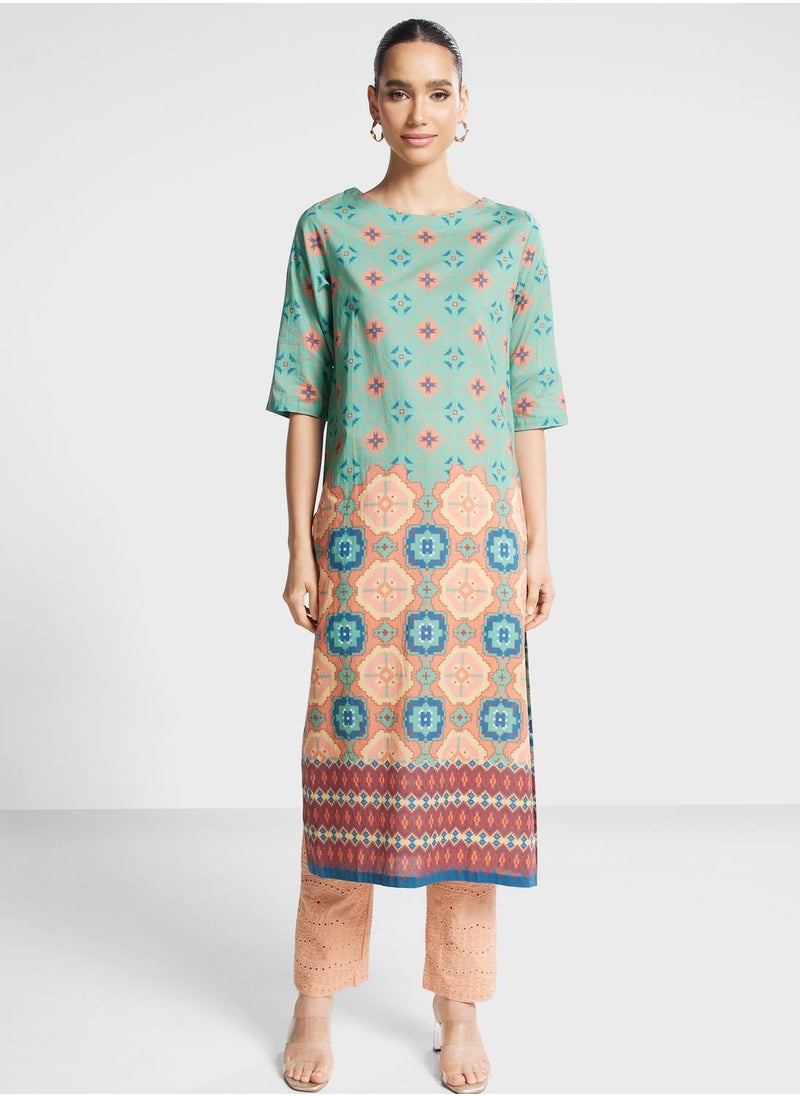 Nishat Linen - Crew Neck Printed Kurti - Image 1