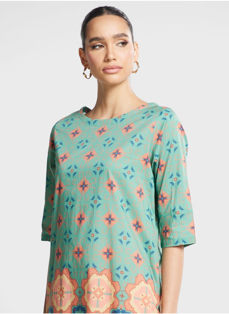 Nishat Linen - Crew Neck Printed Kurti - Image 1