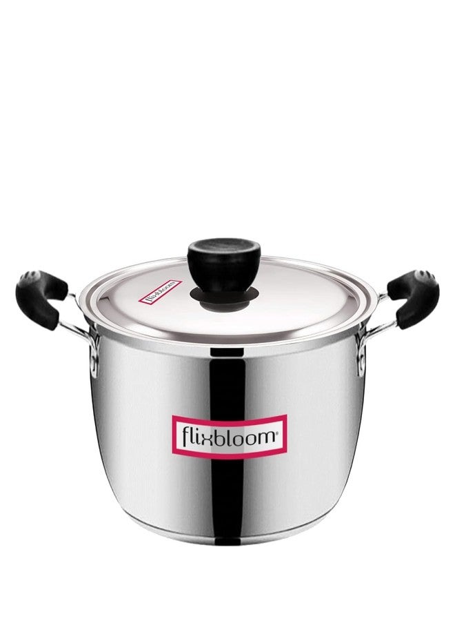 Flixbloom Reputed Stainless Steel Induction Base/LPG Friendly TRIPLY-Sandwich Bottom Thick Guage Cookware Pot for Cooking & Serving with Lid Utensil with Handles (4 Litre) - Image 3