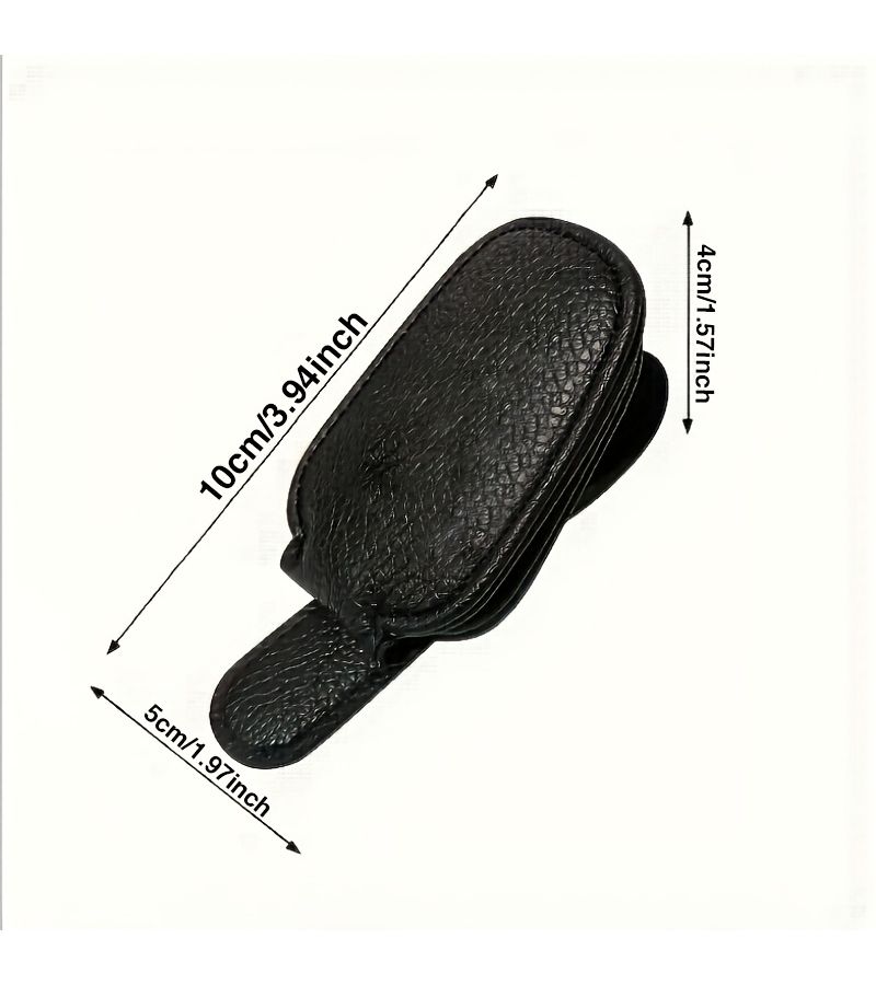 Grey Line Art Coconut Tree Sun Car Visor Eyewear Holder Clip PU Magnetic Closure Scratch Free One Handed Operation Ticket Holder - Image 2