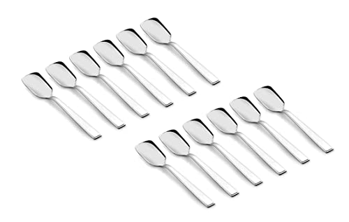 SHAPES KOKO Aster 12 Pcs Stainless Steel Ice Cream Spoons Set- Silver (Length-13cm) - Image 1