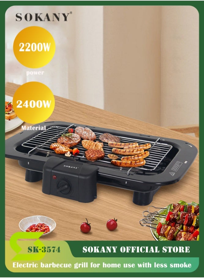 سوكاني 🏷️ عنوان المنتج شواية كهربائية، بقوة 2200 واط وشبكة من الفولاذ المقاوم للصدأ، شواية داخلية للمطبخ المنزلي، تصميم مدمج لـ 2-3 أفراد، مثالية للشقق، باللون الأسود - Image 1