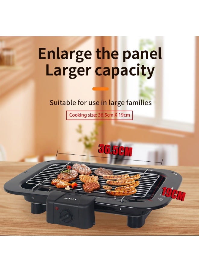 سوكاني 🏷️ عنوان المنتج شواية كهربائية، بقوة 2200 واط وشبكة من الفولاذ المقاوم للصدأ، شواية داخلية للمطبخ المنزلي، تصميم مدمج لـ 2-3 أفراد، مثالية للشقق، باللون الأسود - Image 3