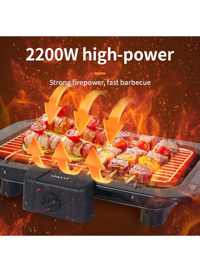 سوكاني 🏷️ عنوان المنتج شواية كهربائية، بقوة 2200 واط وشبكة من الفولاذ المقاوم للصدأ، شواية داخلية للمطبخ المنزلي، تصميم مدمج لـ 2-3 أفراد، مثالية للشقق، باللون الأسود - Image 2