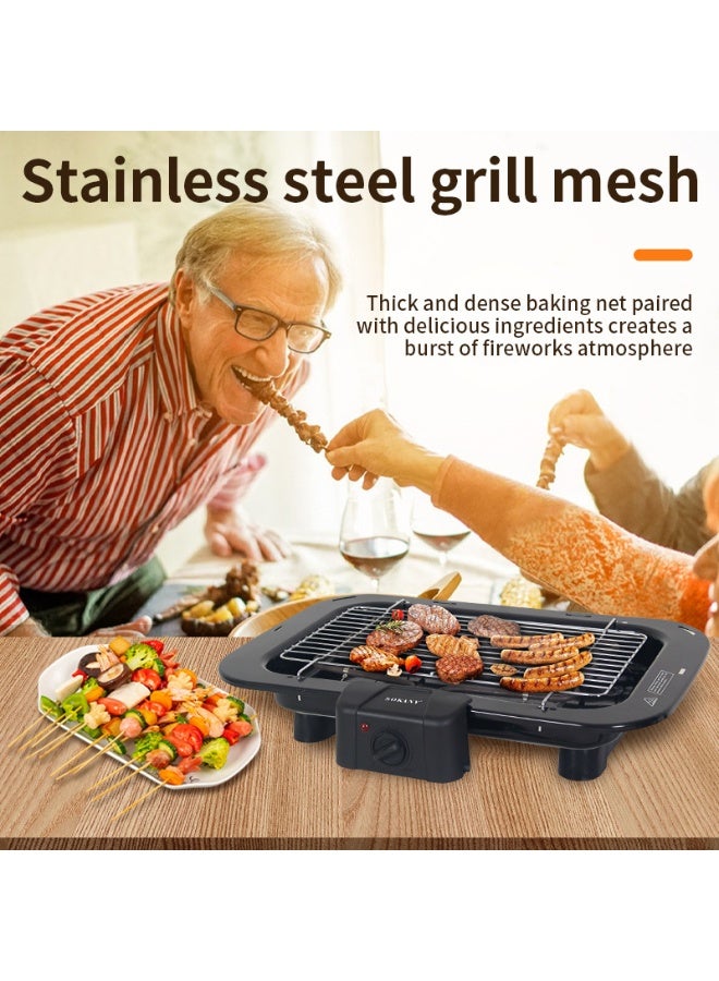 سوكاني 🏷️ عنوان المنتج شواية كهربائية، بقوة 2200 واط وشبكة من الفولاذ المقاوم للصدأ، شواية داخلية للمطبخ المنزلي، تصميم مدمج لـ 2-3 أفراد، مثالية للشقق، باللون الأسود - Image 4