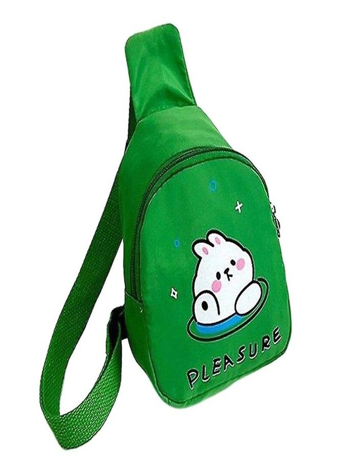 Gugzy Cartoon Kids Chest Bag with Adjustable Straps - Playful and Practical Toddler Sling Bag (Green) - Image 1