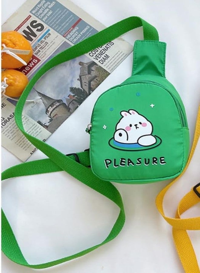 Gugzy Cartoon Kids Chest Bag with Adjustable Straps - Playful and Practical Toddler Sling Bag (Green) - Image 4
