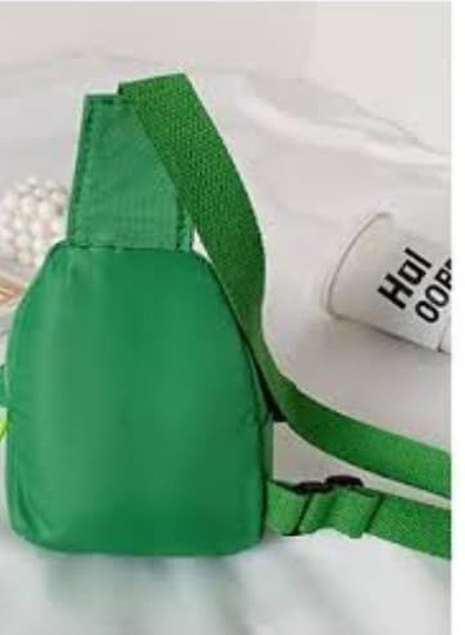 Gugzy Cartoon Kids Chest Bag with Adjustable Straps - Playful and Practical Toddler Sling Bag (Green) - Image 3