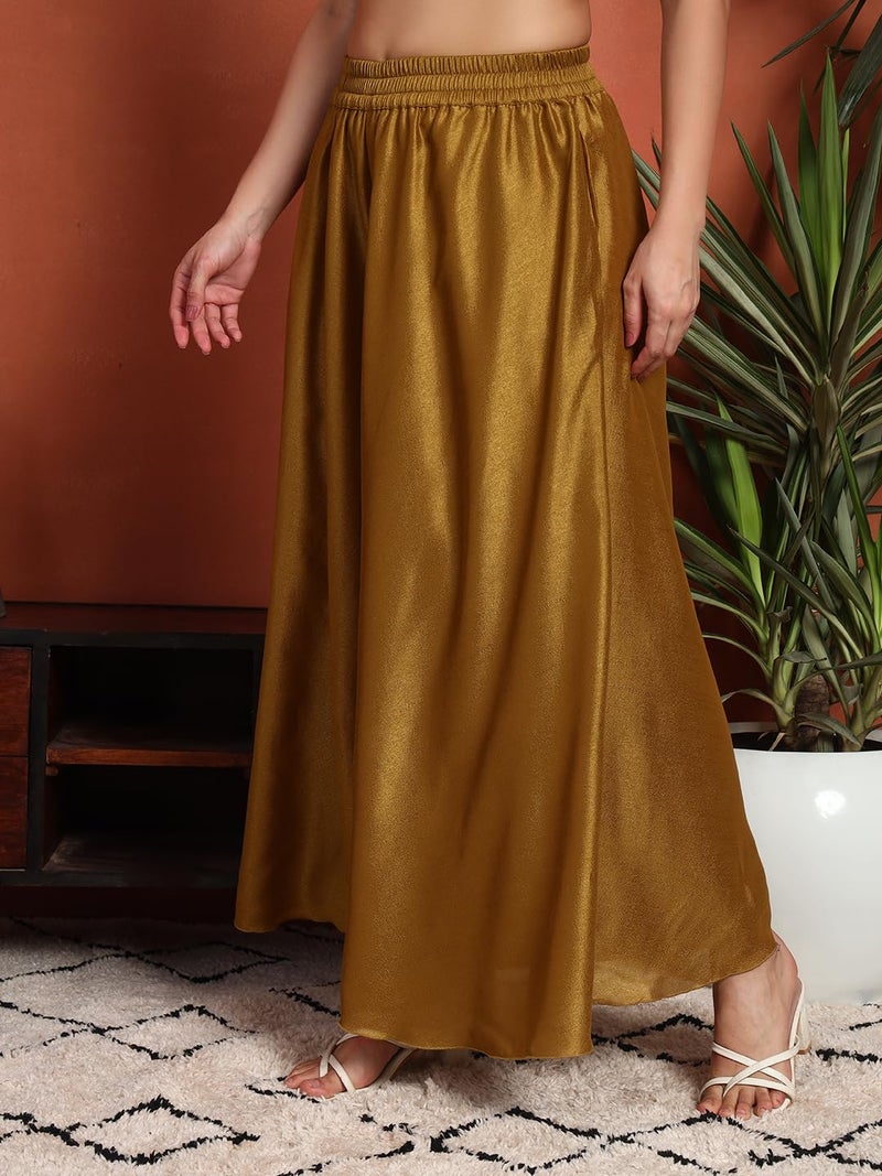 SHOPPING QUEEN Women's Silk Blend Embroidered Kurta and Palazzo Set (A585_Antique Gold_L) - Image 5