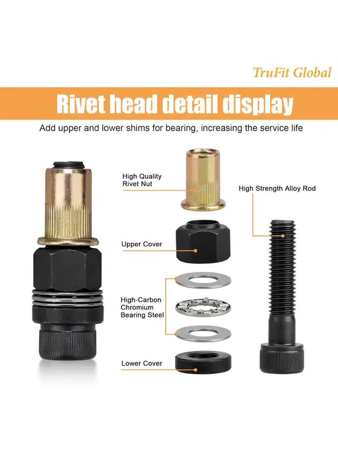 5 Pcs Manual Rivet Tool Set Unboxed Including M4 M10 Rivet Nuts And Rivet Gun Head For Automotive Industrial Machinery And Metal Welding Applications - Image 4