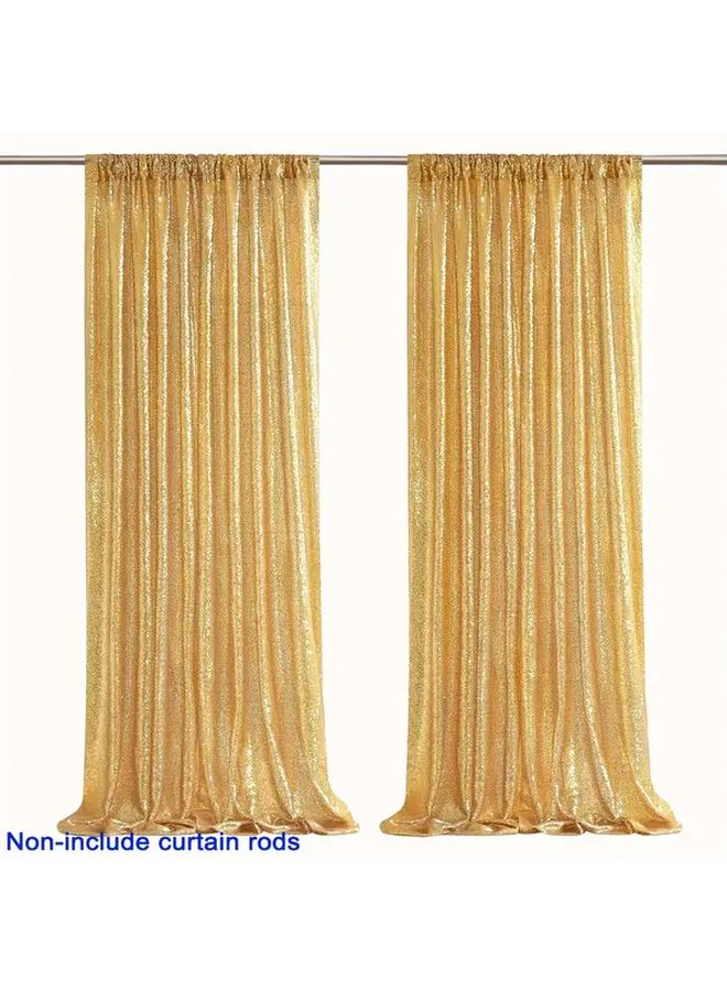 Sparkling Golden Sequin Curtain Backdrop 1pc For Party Wedding Holiday Decor - Image 3