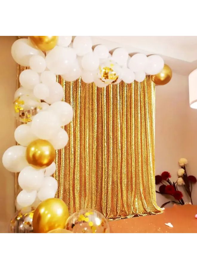 Sparkling Golden Sequin Curtain Backdrop 1pc For Party Wedding Holiday Decor - Image 1