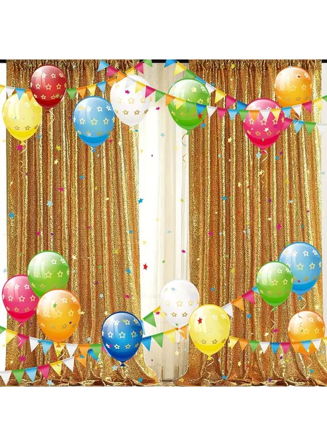 Sparkling Golden Sequin Curtain Backdrop 1pc For Party Wedding Holiday Decor - Image 2