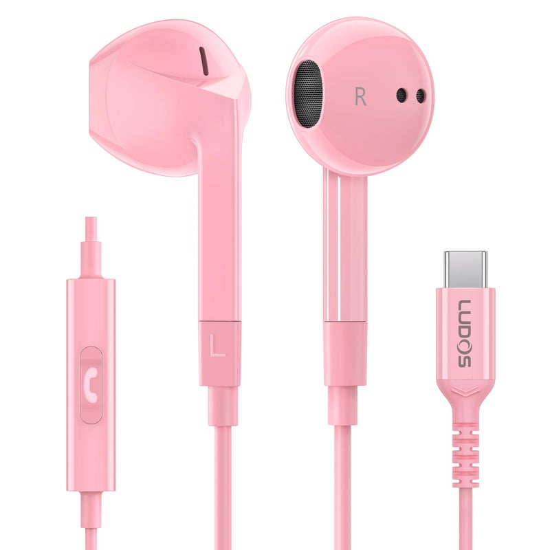 LUDOS FEROX USB C Headphones for iPhone 17 16 15 Pro Max Plus Air iPad Pro, 5 Years Warranty, USB-C Earbuds for Samsung Galaxy S24 S23 Ultra S22 S21 FE S20 Z Flip 3 Fold 4 A53, USB Type C Earphones - Image 1