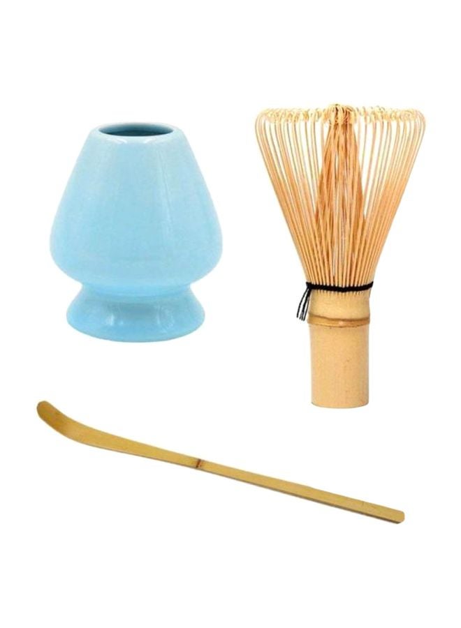 3-Piece Matcha Green Tea Whisk Set Blue/Beige