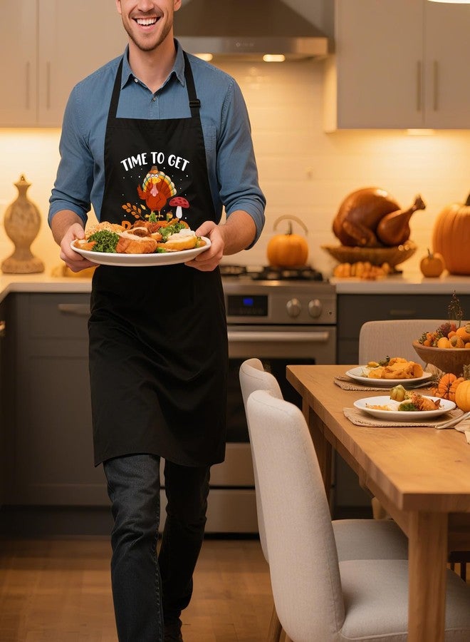 Jpayxese Thanksgiving Aprons for Men Women with Pockets, Turkey Apron for Cooking Kitchen BBQ Grilling, Holiday Gifts for Women Father Dad Mom Friends Family - Image 3