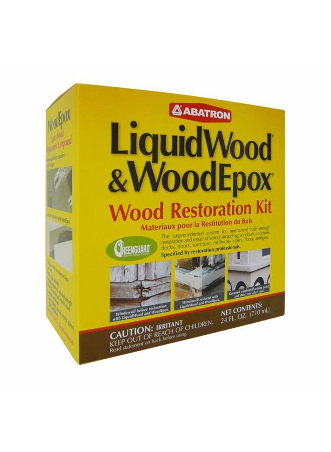 Abatron Wood Restoration 24 Ounce Kit – Includes 12 Fluid Ounces of LiquidWood Epoxy Wood Hardener/Consolidant and 12 Fluid Ounces of WoodEpox Epoxy Wood Filler - Image 1